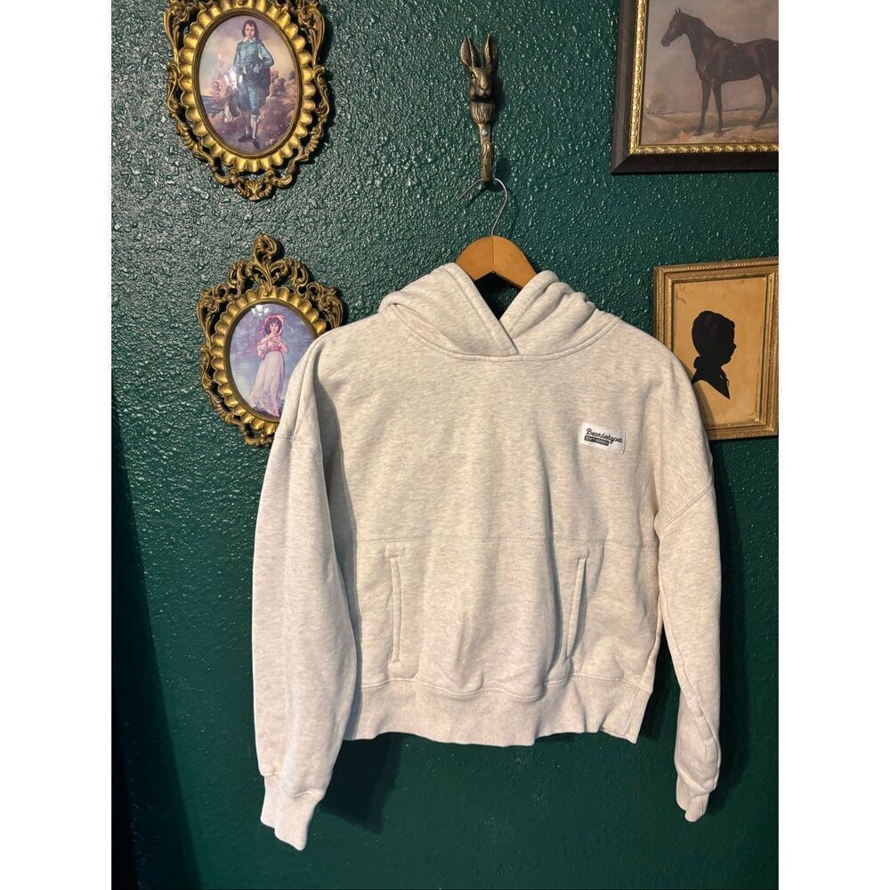 Bearded Goat Gray Cropped Hoodie Baggy Size Medium